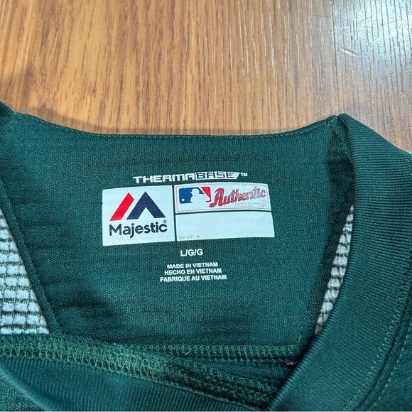 Athletics Stitched Authentic Majestic Thermabase Pullover Mens L - Picture 3 of 14